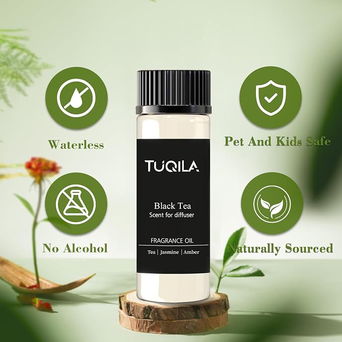 Waterless Essential Oil 20ml, Black Tea Scent with Bergamot, Jasmine, Lily of the Valley& Oak Moss, Fragrance Oil for Waterless Diffusers, Home Hotel, Office and car Aroma Scent Oil