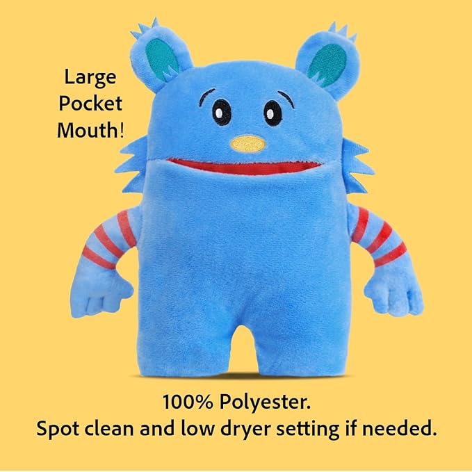The Tooth Brigade Tooth Fairy Pillow | Stuffed Plush with Large Pocket Mouth for Lost Teeth, Treasures, Prizes - Fun and Interactive Plush, Perfect Kids, Boys, & Girls Gift (Blue Monster)