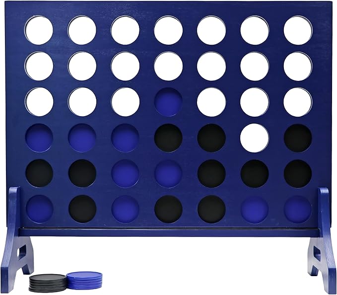 Tailgating Pros Premium Navy Giant Four in a Row with Carrying Case - Jumbo Oversized Outdoor Yard Game - Connect Multiple Pucks in a Row to Win - Many Puck Colors Available!
