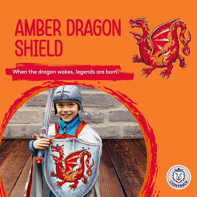 Liontouch Amber Dragon Knight Shield | Medieval Pretend Play Foam Toy for Children Ready for Adventures in The Kingdom | Safe Weapons & Battle Armor for Kid’s Dress Up, Roleplay & Royal Costumes