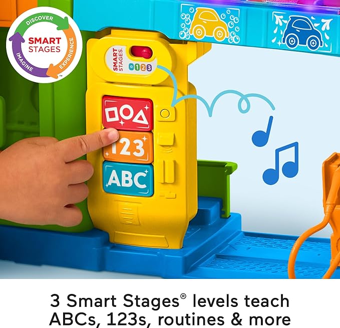 Fisher-Price Little People Toddler Playset Light-Up Learning Garage with Smart Stages Plus Toy Car and Ramp for Ages 1+ Years