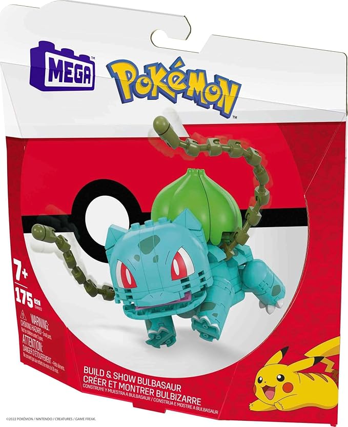 MEGA Pokemon Action Figure Building Toys, Bulbasaur with 175 Pieces, 1 Poseable Character, 4 Inches Tall, Gift Ideas for Kids