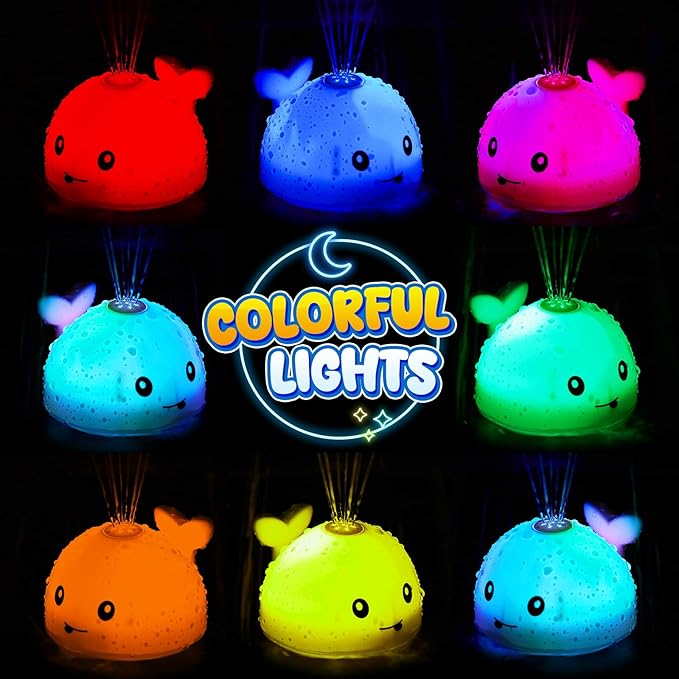 Original Magnetic Charging Whale Bath Toy, Light Up Baby Bath Toys for Kids Ages 1-3, Infant Baby Toy Bathtub Water Toy Sprinkler 1 2 3 Year Boys Girls Valentines Gifts Bath Toy 6-12-18 Months