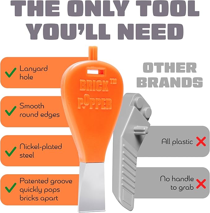 Separator Tool - World's Fastest Brick Remover for Kids and Adults, Gifts for Ages 6 Year Old and up, Tools Stocking Stuffer (Orange)
