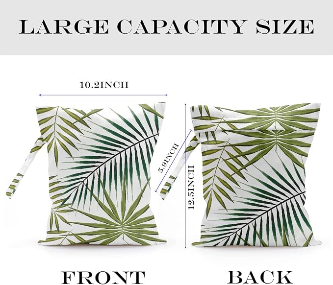 Wet Bag, Wet Dry Bag, Wet Bag for Swimsuit, Travel, Beach, Pool, Diapers, Dirty Yoga Gym Clothes, Makeup Bag, Waterproof Tropical Palm Leaves Decor Jungle Palm Leaf Favors