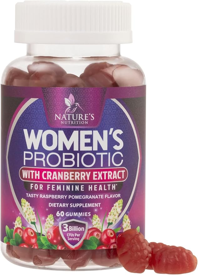 Probiotics for Women Gummies with Cranberry - 6 Premium Strains for PH Balance - Women Probiotics for Digestive Health, Vaginal & Immune Support, Women's Probiotic Feminine Health Gummy - 60 Gummies