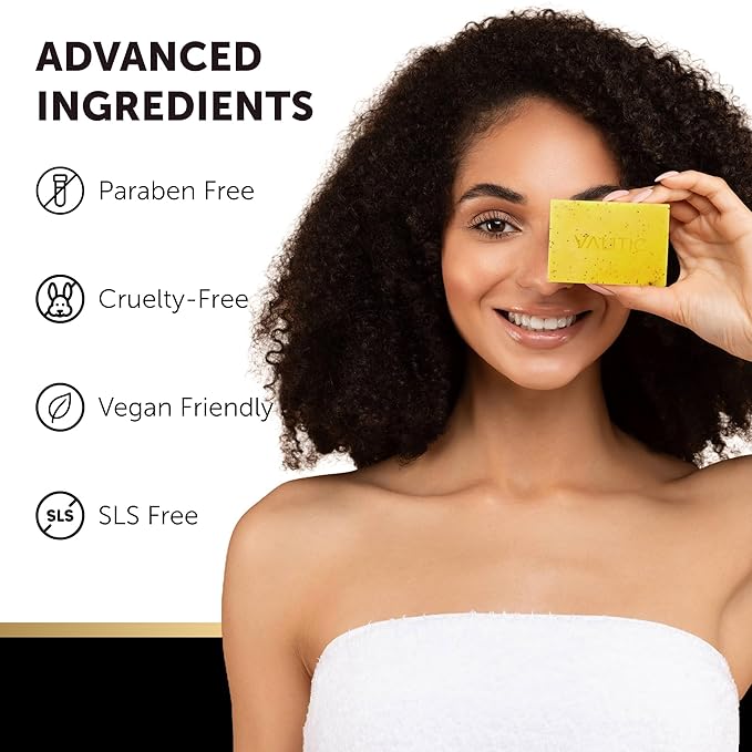 VALITIC Lemon Turmeric Soap for Dark Spots - Kojic Acid Soap for Face and Body - Exfoliating Bar for Brightening, Skin Tone Corrector with Retinol, Vitamin C, Collagen and Hyaluronic Acid - 3 Pack