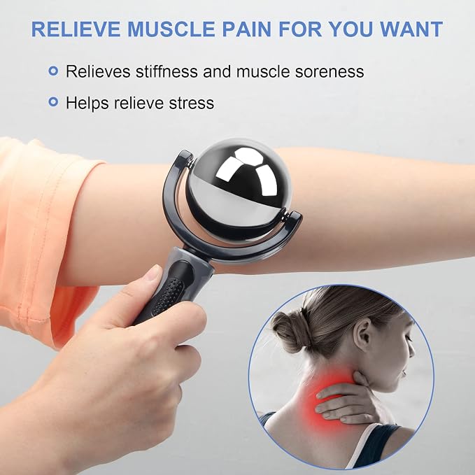 Catcan Cold Massage Roller Ball, Cold Therapy Relief, Portable Fitness Ice Roller Ball with Handle, Great Tool for Back/Neck Pain, Muscles Recovery and Inflammation