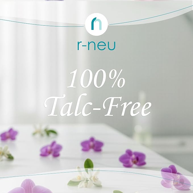 R-NEU Body Powder for Women with Powder Puff, 100% Talc-Free, Majestic Orchid Scented Dusting Powder, After Bath for Soft Skin, Extra Large, 2 Pack (10oz)