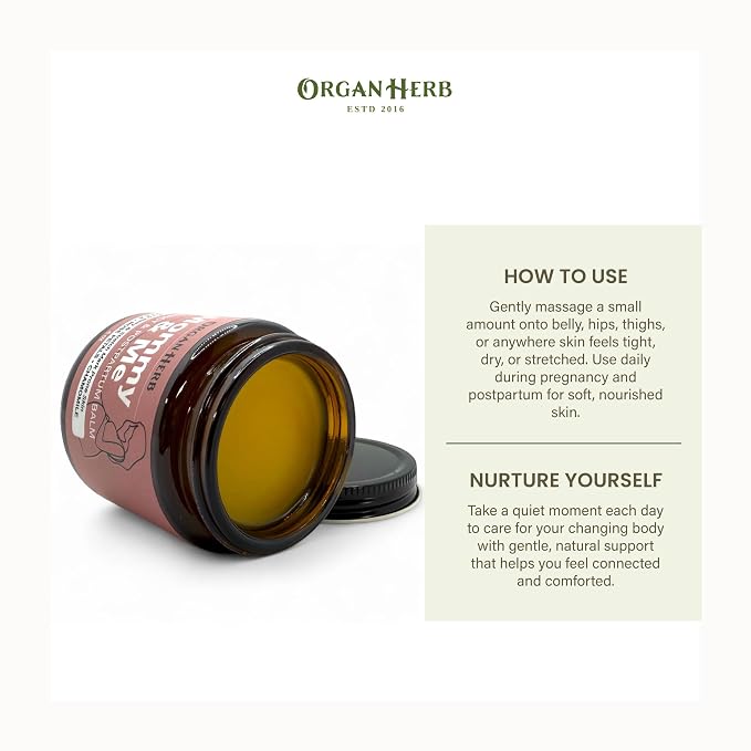 Organic Mommy & Me Pregnancy & Postpartum Balm with Calendula, Rose, Roman Chamomile, Rosehip, Lavender, 4 oz