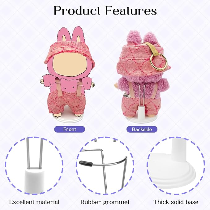 Adjustable Doll Stand - Universal Display Holder for 4-8" Dolls, Action Figures & Plush Toys Creative Storage Stand for Keep your Doll in a standing position (White, 3PC)