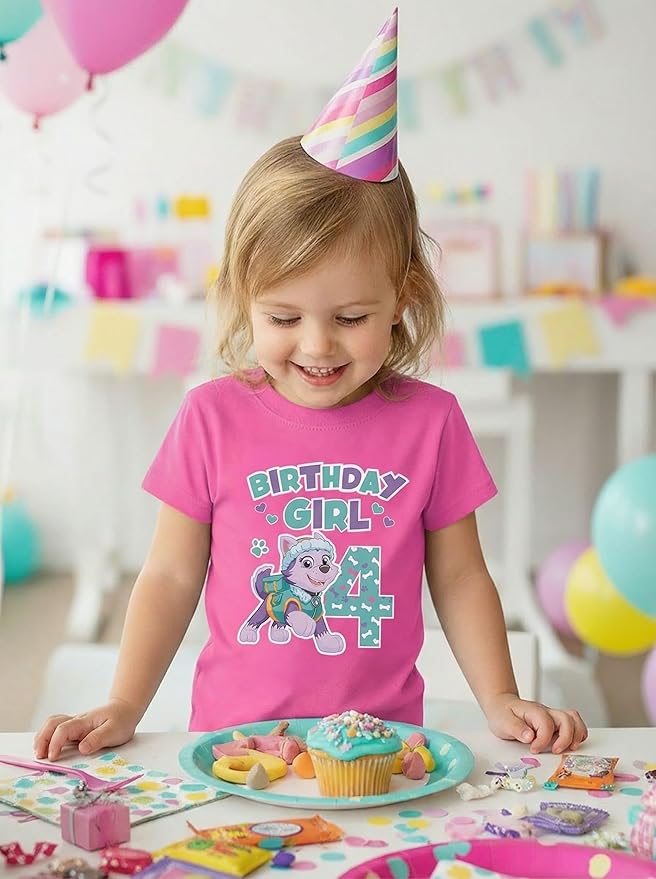 Skye Paw Patrol 4th Birthday Girl Shirt for 4 Year Old Girls - Pup-Themed Party Toddler T-Shirt