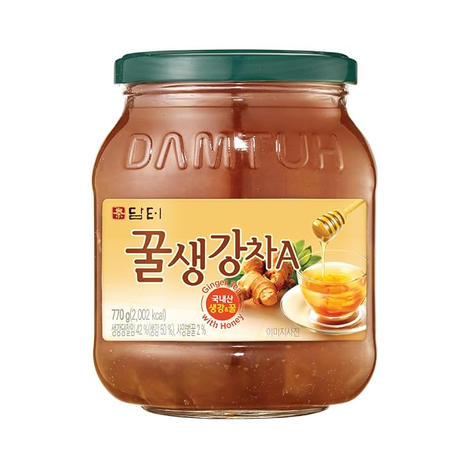 Damtuh Korean Honey Ginger Tea, 1.7 lb | Preserve-style tea base, hot or iced, caffeine-free, no steeping required, versatile drink and desert topping