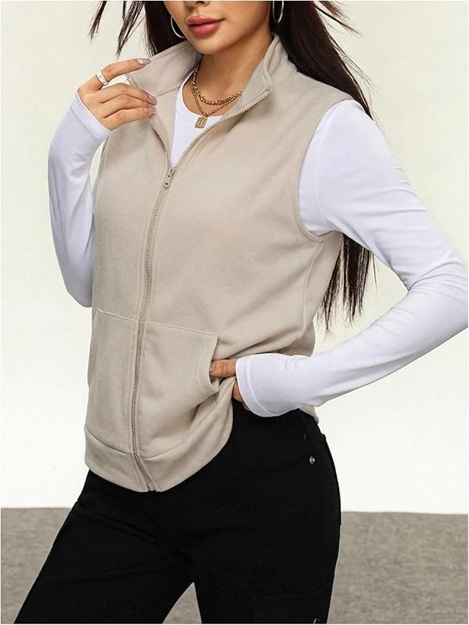 SOLY HUX Womens Zip Up Lightweight Vests Jackets Scrubs with Pockets | Casual, Sleeveless, Spring, Summer