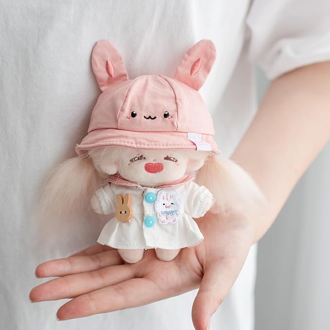 CALEMBOU Doll Clothes, Cute Macaron Animal Series Doll Clothing Suit for 15cm Vinyl Plush Dolls, Kawaii Doll Accessories Toys Gifts for Girls(Only Clothes) (Cuddly Bunny)