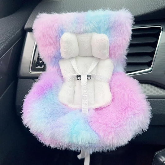 Doll Car Seat for 17cm Dolls with Air Vent Clip and Desktop Stand, Cute and Functional Car Ornament for Blind Box Doll Fans, Collectors (Cotton Candy Sky Ombre)