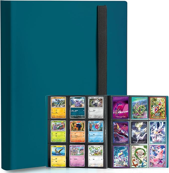 Card Binder, 9 Pocket Trading Card Album Folder,20 Pages, 360 Card Capacity Sports Card Binder, Premium Card Binders Compatible with MTG, TCG, Baseball Cards (Malachite green)