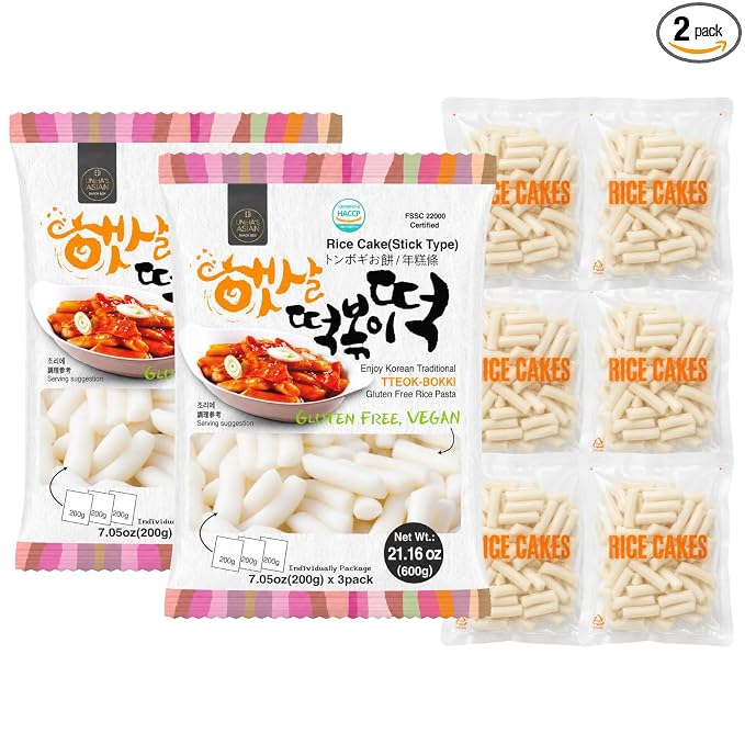 Unha's Korean Tteokbokki Garaetteok Rice Cake Sticks, 42.32 oz 2 Pack | garaetteok rice cake sticks, 6 portions, Korean tteokbokki, tteokguk soup, rabokki ramen, hot pot