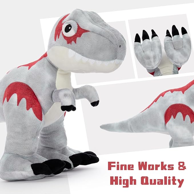 20-Inch Big Standing Dinosaur Stuffed Animal with Weighted Feet, T-Rex Stuffed Dinosaur Plush Toy for Boys & Dino Lovers, Giant Dino Plush for Christmas, Birthday, Party and Decor