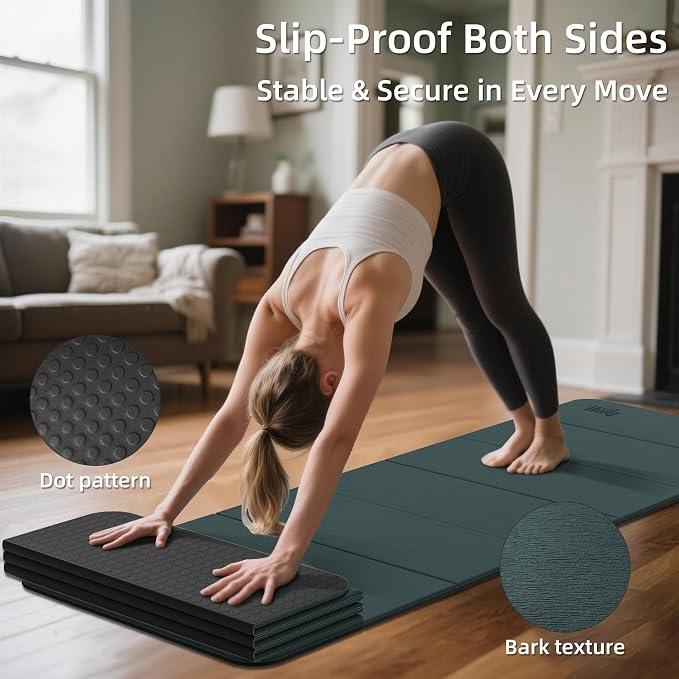 1/2 Inch Extra Thick Yoga Mat Pilates Equipment, 70"x24" Odorless Workout Mats for Home Gym, Non-slip Exercise Mats for Women Men Home Workout, Foldable Yoga Mats for Travel Camping Sleeping