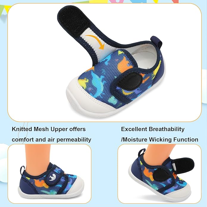 FEETCITY Baby First Walking Shoes Boys Girls Infant Sneakers Crib Shoes Breathable Lightweight Slip On Shoes