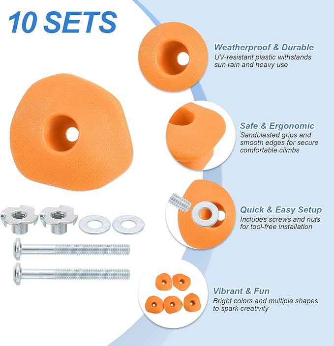 PATIKIL Rock Climbing Holds, Climbing Rock Wall Grips Play Set Climber Attachments with Single Holes for Playground