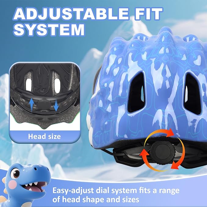 Toddler Kids Bike Helmet,3D Dinosaur Helmets for Boys Girls Infant/Baby to Children 1/2/3/4/5/6/7/8 Years Old Lightweight Adjustable Multi-Sports Bicycle Scooter Skateboard Skating Cycling