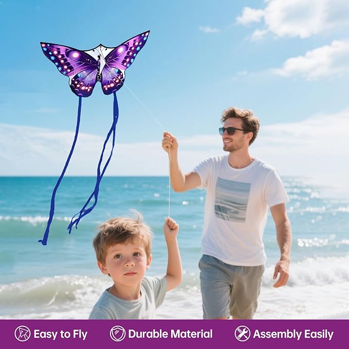 Mint's Colorful Life Butterfly Kite for Kids & Adults Easy to Fly, Large Single Line Kites with 300ft String Kite Handle