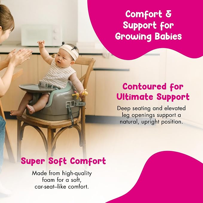 Bumbo 2 Pack 3-in-1 Multi-Seat for 6 to 36 Months, Travel Baby Feeding & Play Floor Seat, All-in-One Portable Booster with Tray & Toddler High Chair, Breige/Agave