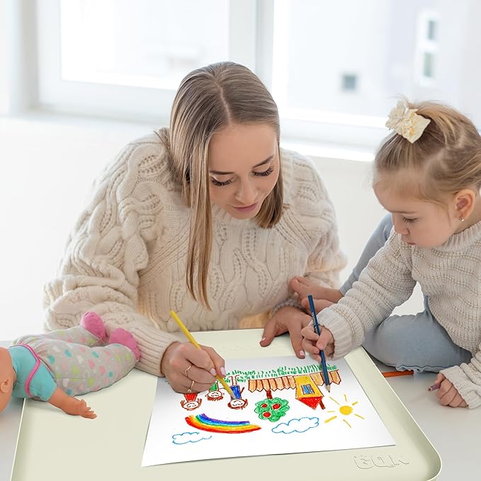 Silicone Art Mat for Crafts, 24" x 16" Painting Mat for Kids with Raised Sides to Stay Tidy, Paint Craft Mats for Clay, Resin, Slime, Jewelry-Making & Crafts Creation (White)