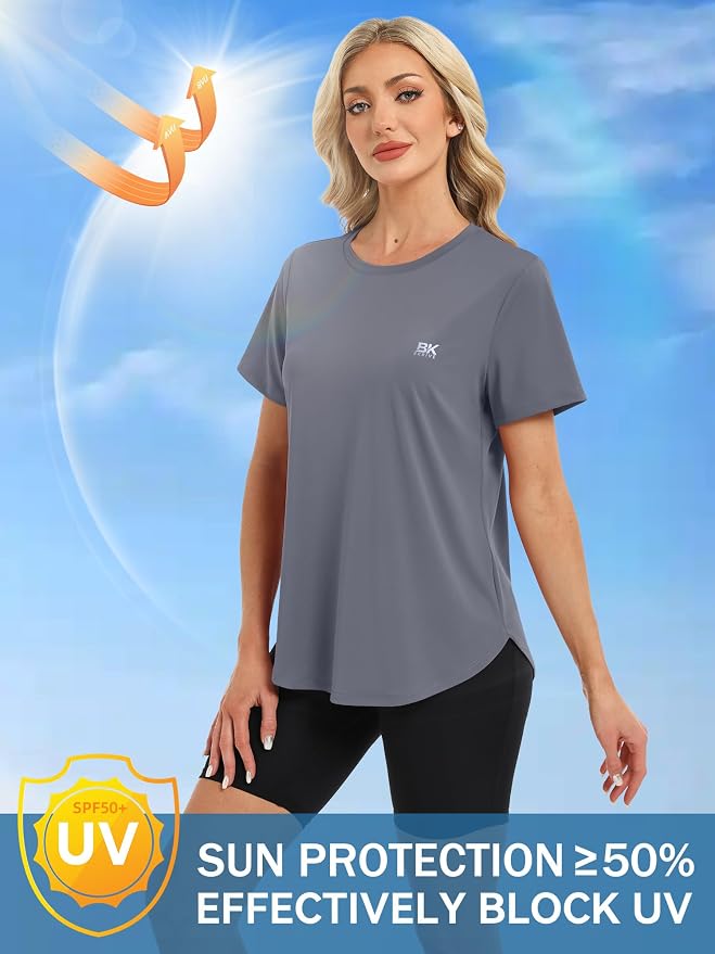 BKRIVE Workout Tops for Women UPF 50+ Quick Dry Shirts (S-3XL) | Ideal for Hiking, Yoga, Running, Gym workouts, Pilstes, Tennis & Travel. Lightweight, Breathable & Moisture wicking