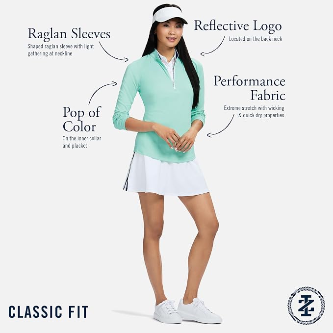 Izod Women's 1/4 Zip Pullover Performance Stretch Long Sleeve Golf Running