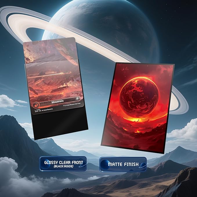 MTG Card Sleeves - Mountain - Planet Basic Lands Series - Ultra Clear Front & Matte Finish Back, 100 Count Standard Size Matte Art Sleeve for Magic The Gathering