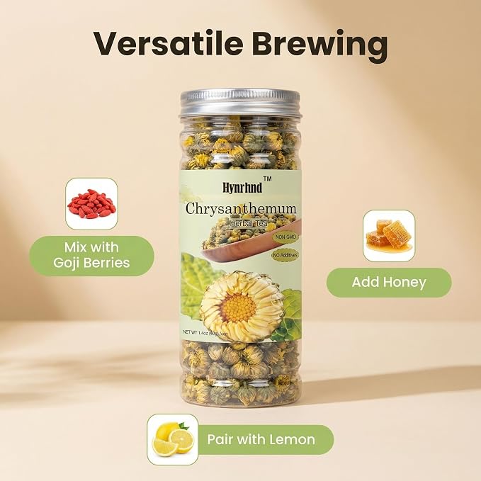 Hynrhnd 40g/1.4oz Dried Chrysanthemum Buds Tea, Premium Loose Leaf Herbal Tea, Whole Flower Baby Chrysanthemum Tai Ju, Caffeine-Free, Non-GMO