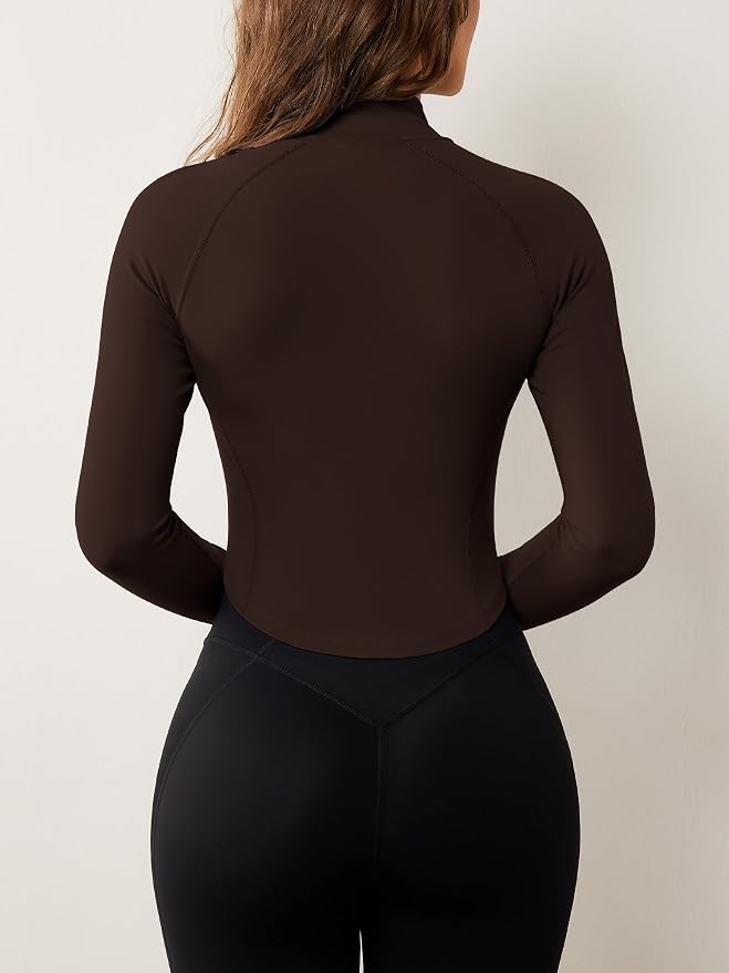 AVGO Women's Workout Jacket Lightweight Zip Up Cropped Yoga Jackets Slim Fit Athletic Tops with Thumb Holes