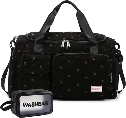 Small Gym Bag for Women, Travel Duffle Bag Carry On Weekender Bag with Shoe Compartment