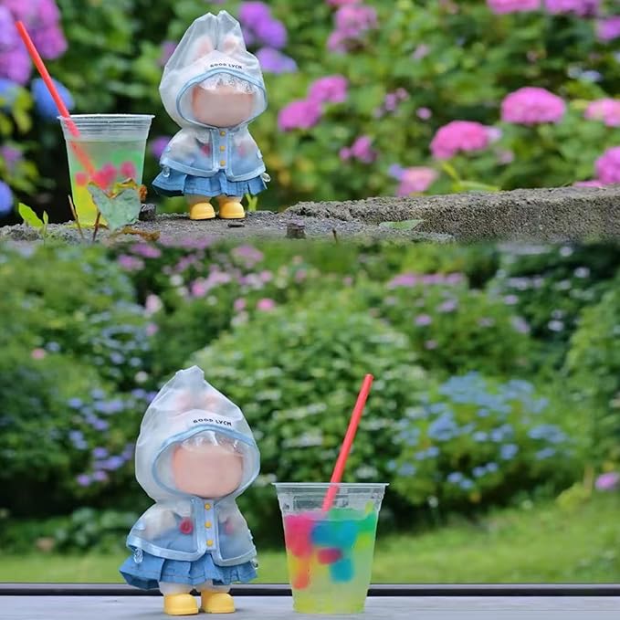 17cm Doll Raincoat Outfit Set - Water-Resistant Material Cape & Boots for 17cm Fashion Dolls, Doll Clothes Accessories, Yellow Shoes (Doll Not Included)