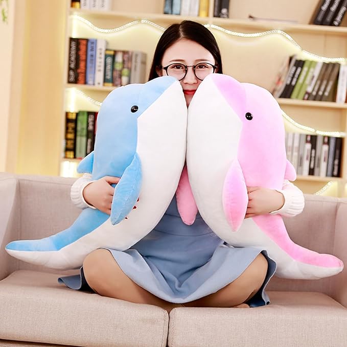 Dolphin Stuffed Animals Plush Pillows Soft Sea Animal Plush Toys Dolls Stuffed Animal Plushies Gifts for Kids (Sky Blue-19.2Inch)