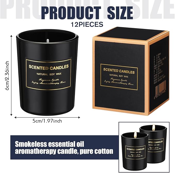 MTLEE 12 Pcs Candles for Home Scented Candles Gift Set for Women Long Lasting Aromatherapy Jar Candle Bulk Soy Wax Candles for Birthday Teacher Thanksgiving Anniversary