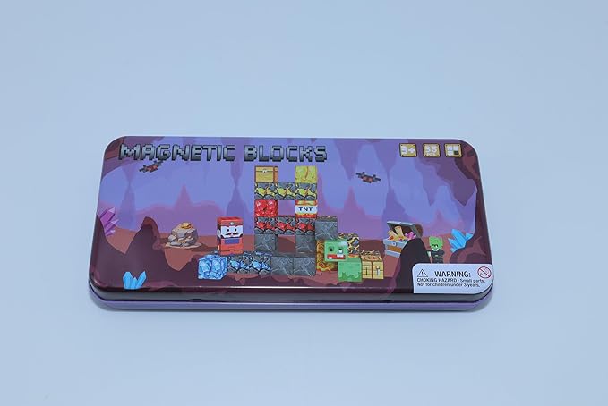 Magnetic Blocks Set, 35PCS Educational STEM Mine Tunnel Travel Building Toys for Kids 3+, Portable Magnetic Block with Metal Storage Box, Toddler Learning Toys for Boys Girls 4-8 Birthday Gift