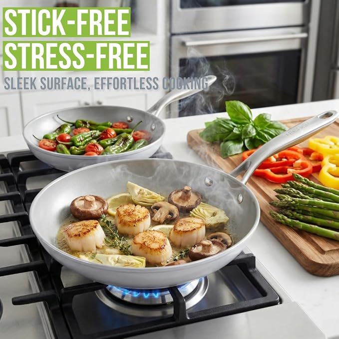 TECHEF - CeraTerra Collection Ceramic Nonstick Cookware Set (PTFE and PFOA Free Ceramic Exterior & Interior), Made in Korea, (6-Piece Set)