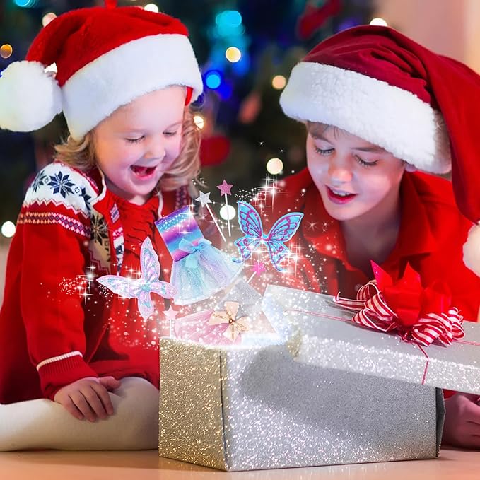 Meooeck 6 Pieces Christmas Accessories Set Including 2 Holiday Clothes Outfit, and 4 Novelty Toy Accessories for Kid(Fairy)