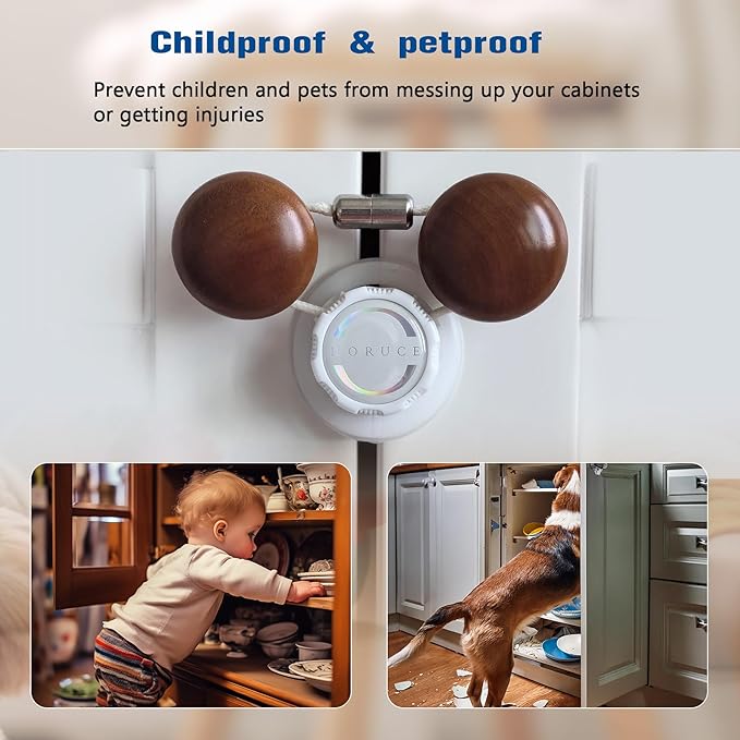 5 Pack Reusable Cabinet Locks Baby Proofing For Knobs, Length Adjustable Child Safety Locks, Easy to Use Safety Child Locks No Drill No Screws No Adhesive No Magnets No Tools. (White)