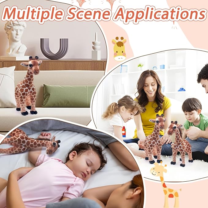 HWD 14'' Lifelike Stuffed Giraffe Doll, Cute Soft Stuffed Animals Plushies Toys for Kids Toddlers Christmas Xmas Birthday