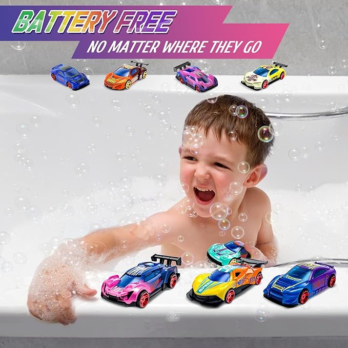 Color Changing Cars Toys Bath Toys for Ages 1-3 4-8 Valentines Day Gifts for Kids Grandkids Boys Birthday Gifts Race Cars Themed Party Favors Valentines Basket Stuffers Sensory Die-Cast Toys