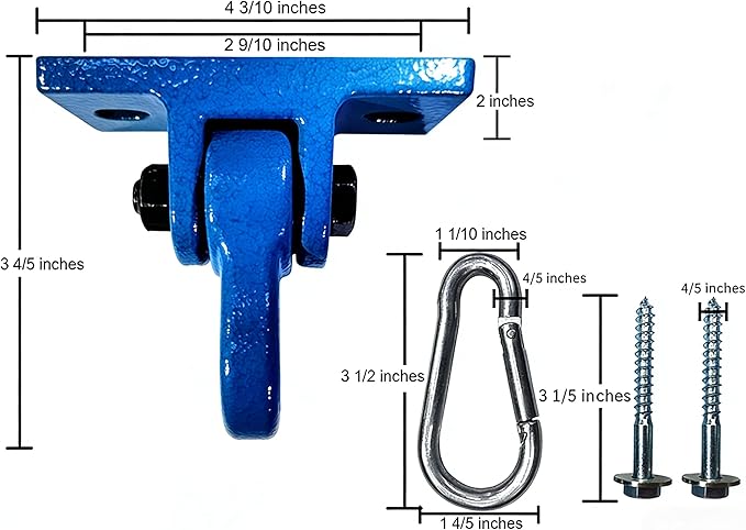 ABUSA Heavy Duty Swing Sets Brackets Including 2 Blue A-Frame Swing Set Brackets and 4 Swing Hangers for Playground Equipment Mounting Parts Hardware Included (Blue006)