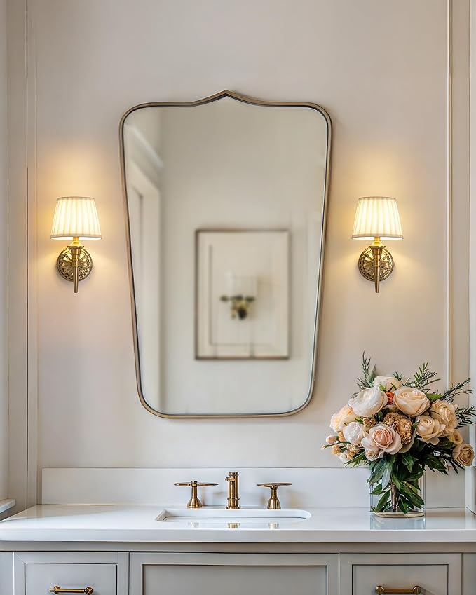 KDG Cordless Gold Wall Sconces Set of 2, Beige Fabric Lampshde Wall Lamps | Small LED Wireless Portable Rechargeable Battery Lighting for Wall Painting, Living Room, Bedroom, Hallway, Gifts, Nightlight