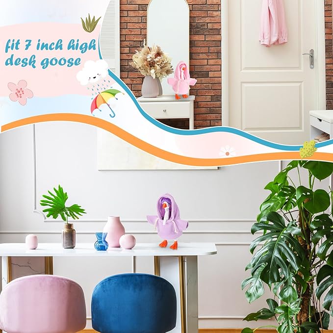 4 Set 7 Inch Mini Desk Goose Knitted Outfits Magnetic Goose Key Holder Multiple Colors Clothes for Magnetic Duck Statue Desk Key Holder Decor(Hooded)