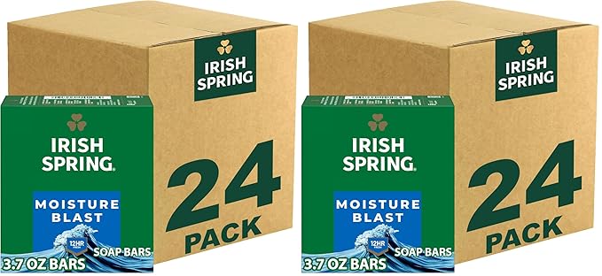 Irish Spring Bar Soap for Men,Moisture Blast,3.7 Oz,(Pack of 48)