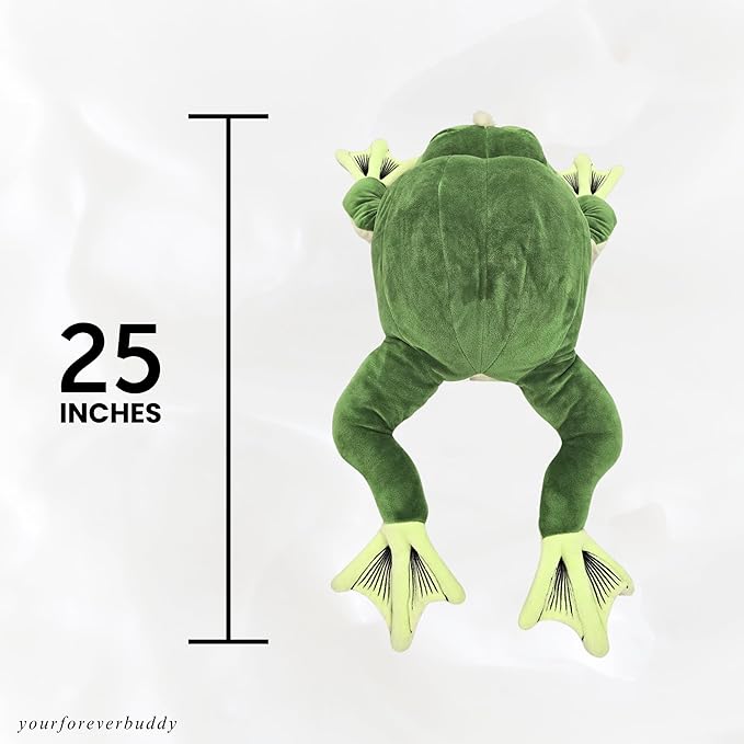 25" Frog Plush Toy – Large Soft Frog for Kids – Huggable Stuffed Animal Gift – ASTM Certified – Spot Clean Only